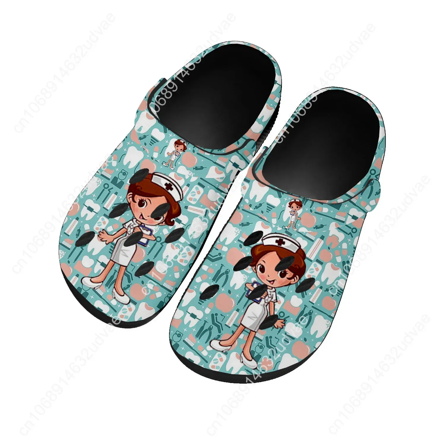 Tooth Dentist Cartoon Pattern Water Shoes Mens Womens Home Garden Clogs Customizd Sandals Beach Breathable Hole Slippers