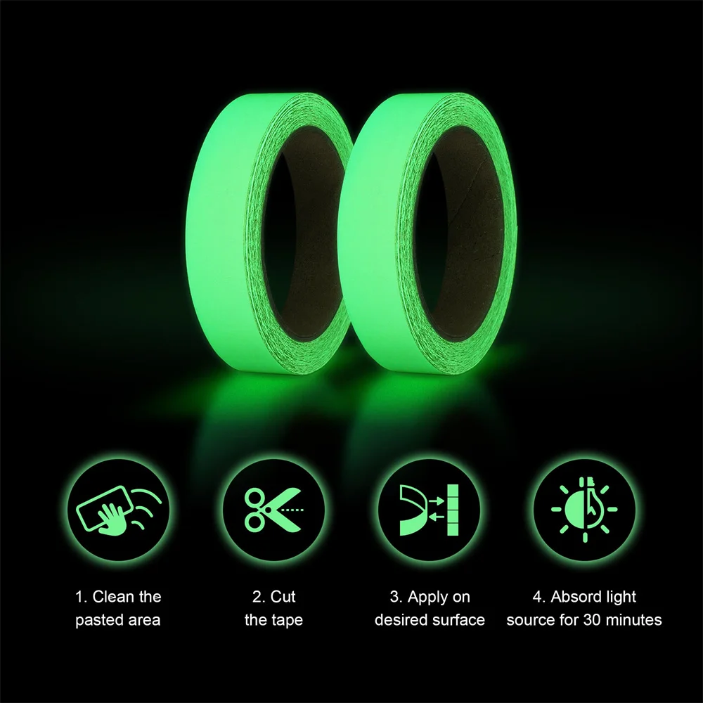 

3M Glow in The Dark Tapes Self-adhesive Luminous Stickers Fluorescent Night Vision Safety Warning Security Tape For Stairs Walls