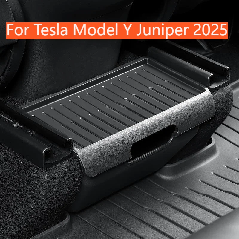 

Rear Center Console Organizer for Tesla Model Y Juniper 2022-2025 TPE Storage Box with Lid Cover Rear Middle Bin Accessories