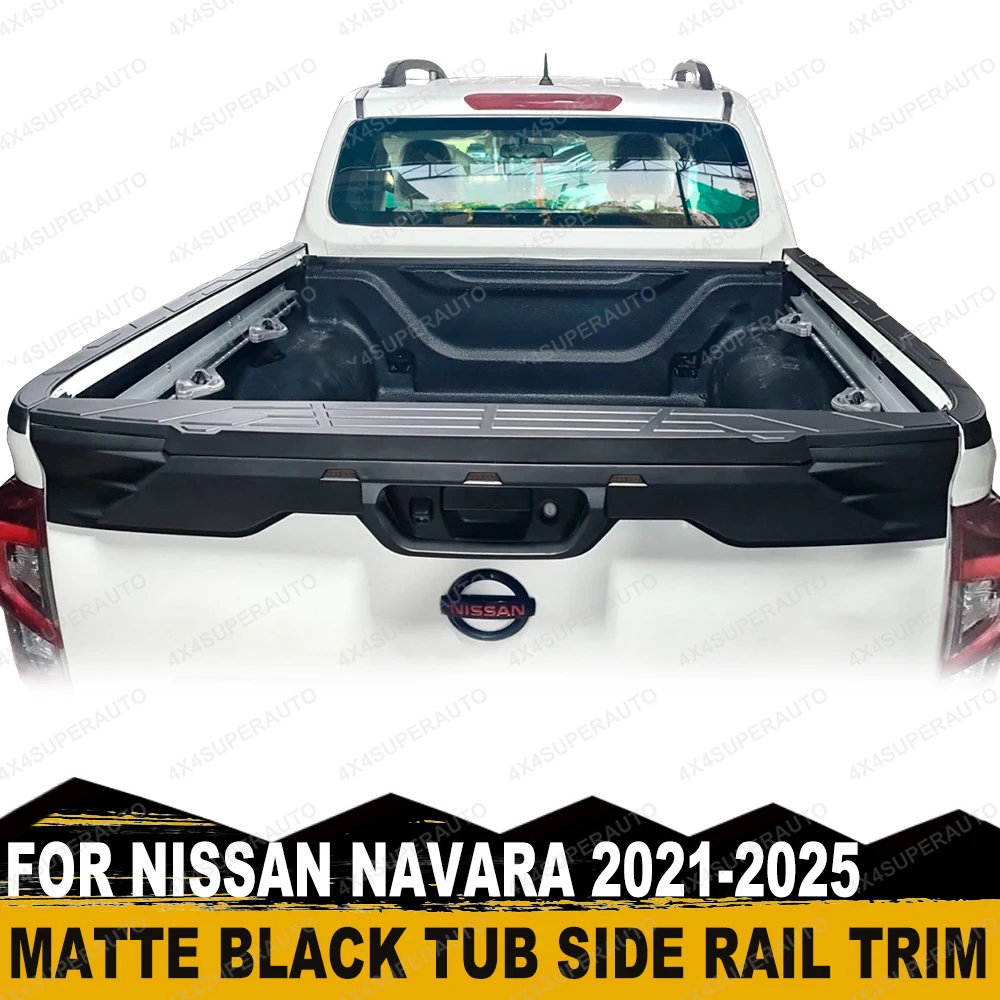 

4PCS Tub Side Rail Trim Covers For Nissan Navara D23 2021 2022 2023 2024 2025 NP300 Frontier Car Rail Guard Protector Double Cab