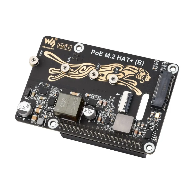 Waveshare PCIe To M.2 Adapter With PoE Function(B)For Raspberry Pi 5,Supports NVMe Protocol M.2 Solid State Drive