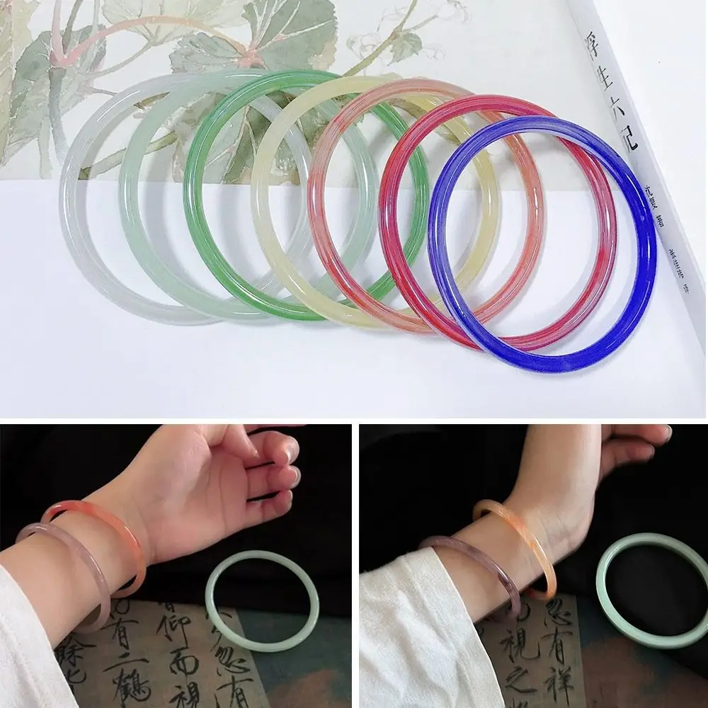 Moda multi-cor natural ágata pulseira artificial redonda branco luar jade jóias acessórios