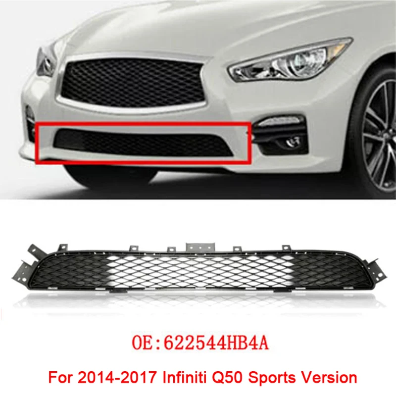

ABS Black Car Front Bumper Fog Light Cover Lower Bezels Grille for 2014-2017 Infiniti Q50 Sports Version 622544HB4A