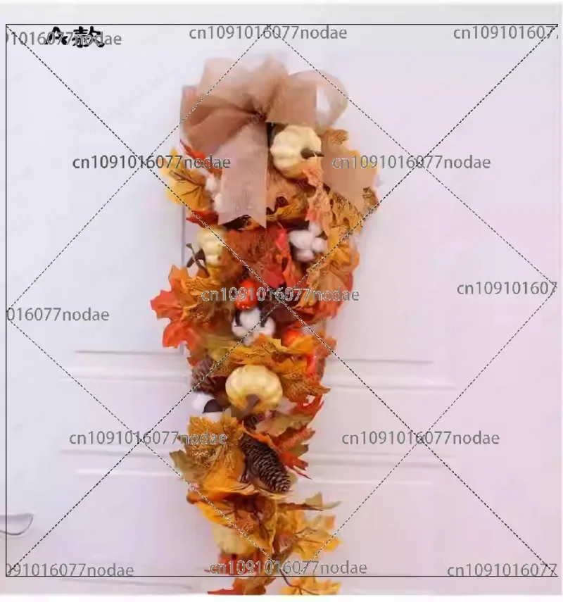 Simulation Maple Leaf Pumpkin Halloween Wreath Rattan Wall Ornament Home Decorations Thanksgiving