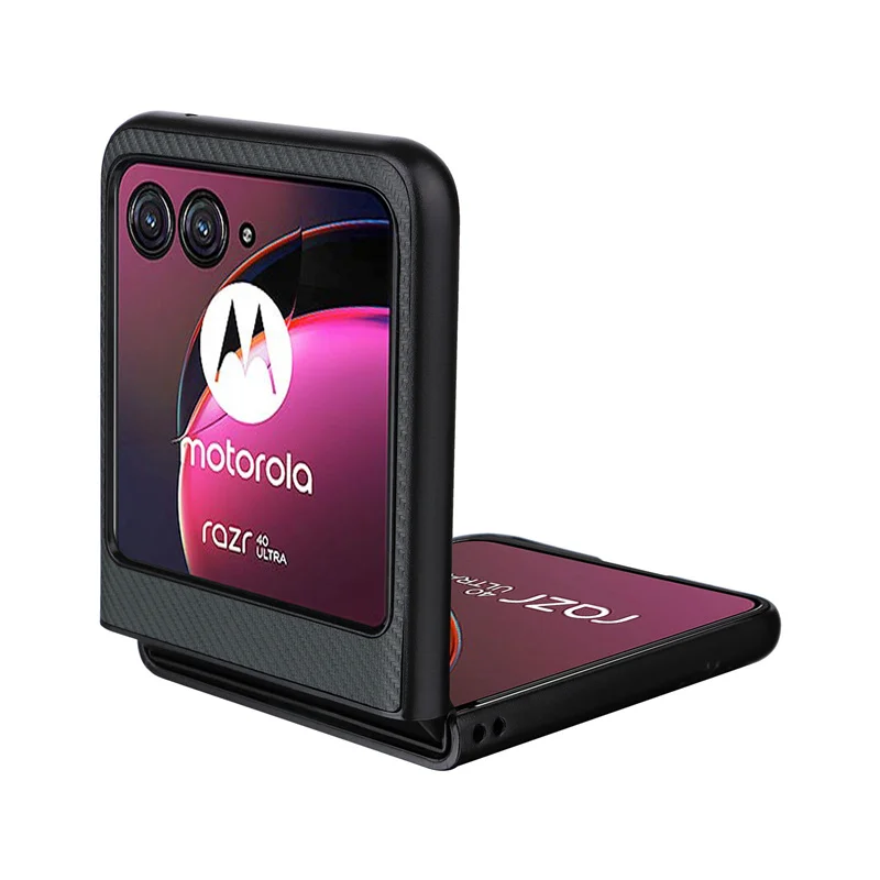 For Motorola Razr 40 Ultra XT2321-3 Case Luxury Carbon Fiber Slim PU Leather and PC Book Cover For Moto Razr 40 Ultra Phone Case