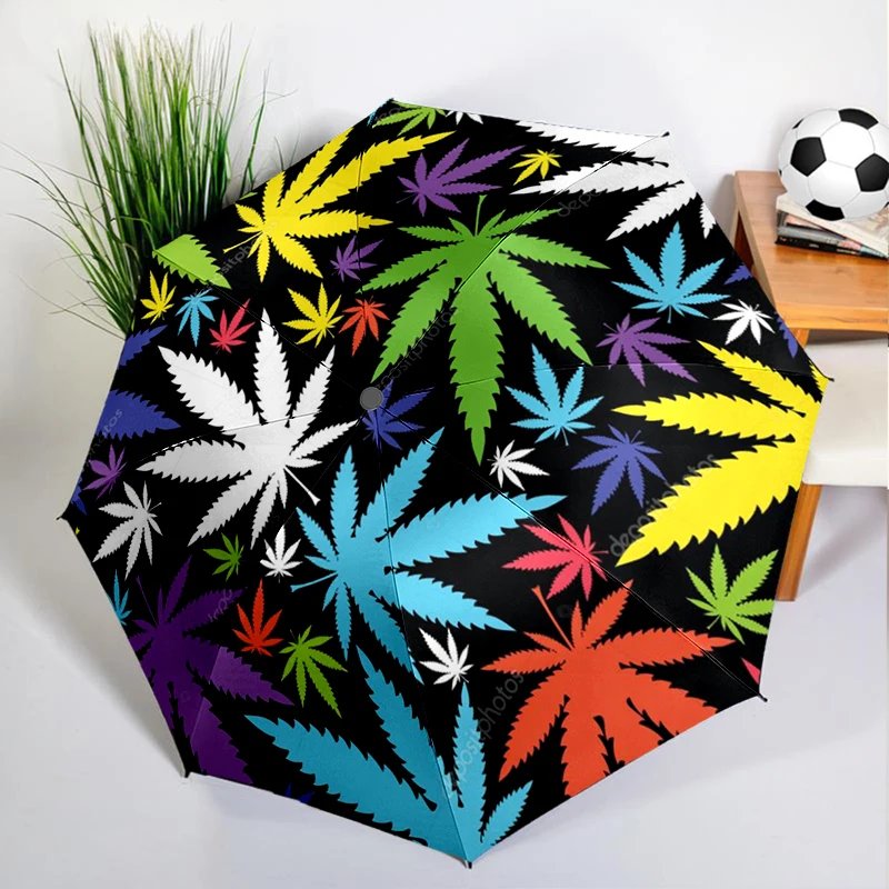 

1PC Colorful Leaves Umbrella Automatic Open/close, Sturdy Iron Frame & 8-Rib Struct, Umbrella for Women & Men, Christmas Gifts