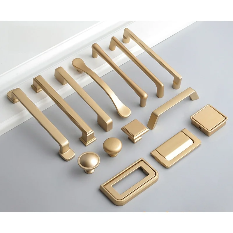 Modern Minimalist Nordic Extended Gold Pull Handles for Kitchen Wardrobe Cabinet - Single Handle for Drawer
