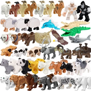 동물 빌딩 블록 도시 대형 장식품 팬더 개 양 돼지 젖소 동물원 사슴 마운트 악어 호랑이 늑대 이글 소년 선물 장난감 K014 10 최고의 판매 레고 십대 늑대 - №3