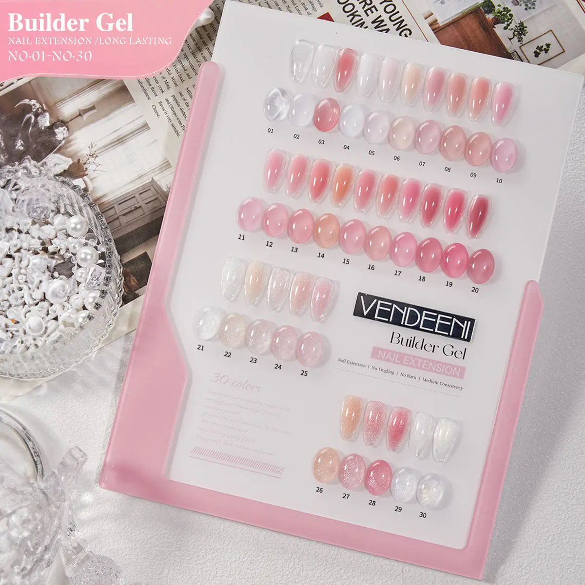VENDEENI 2026 New 30 Colors pink Build Gel Set High Quality HEMA&TPO Free Non-toxic UV Gel for Salon DIY ODM/OEM Wholesale