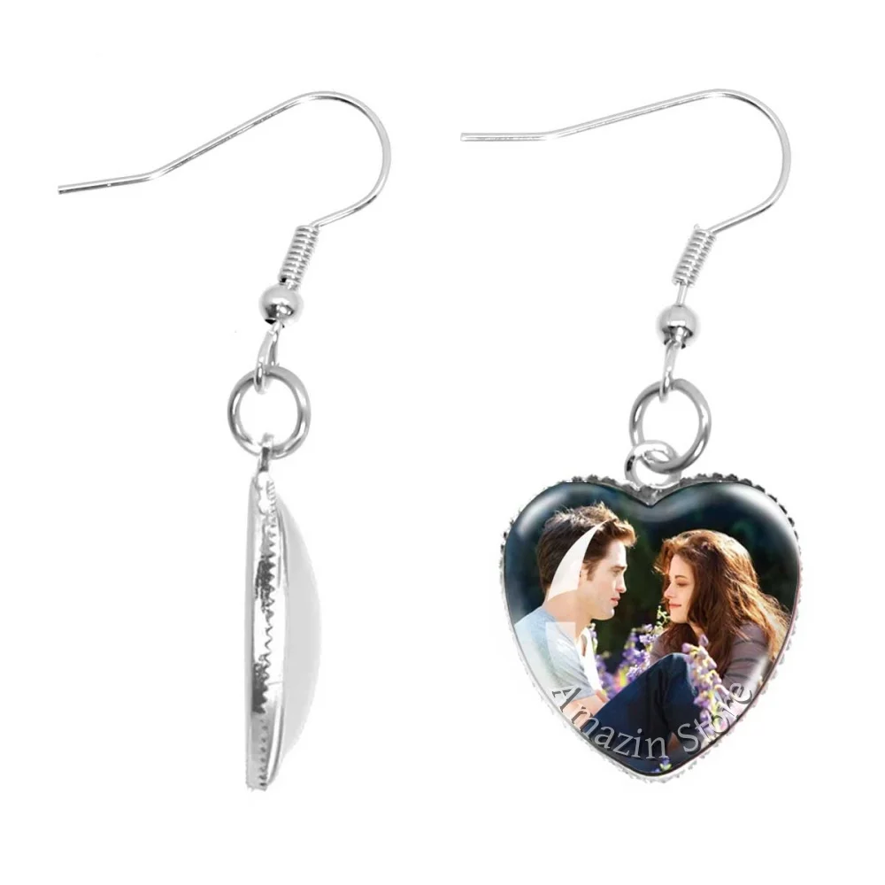 New Style Movie Bella Edward Jacob Renesmee 20mm Pendant Earrings Glass Cabochon Twilight Character Girl Women Fashion Jewelry