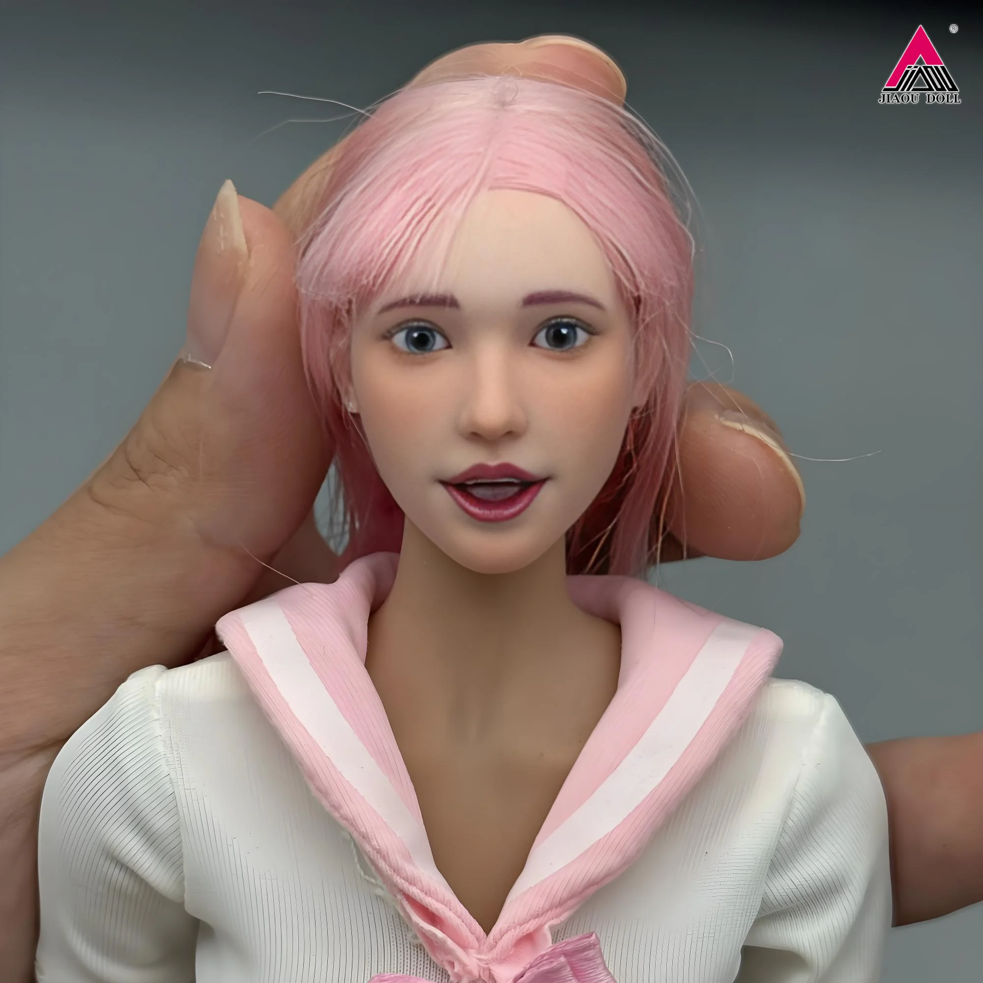 1/6 Skala Mädchen Kopf Sculpt Rosa Transplantation Haar Kopf Carving Modell Fit 12'' TBL Worldbox Weibliche Soldat Action figur Körper Puppe