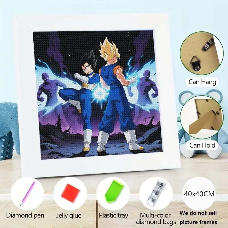 

1 шт. 5D набор алмазной живописи, Dragon Ball Super Anime Art, Vegito Super Saiyan Blue & Jiren Battle Scene, Full Drill Rhinestone E