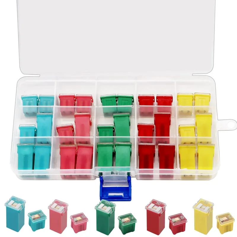 30pcs/1 box 20-60A car square long short foot fuse box car fuse plug