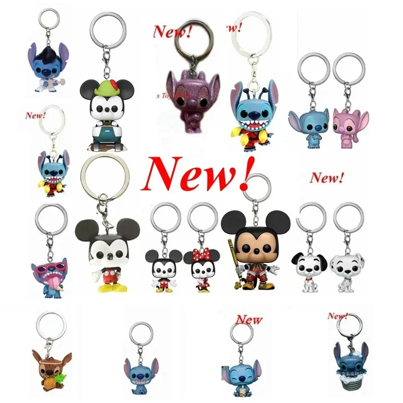 19 Styles Funko Pocket Disney Keychains Mickey Mouse Minnie 2 Pack Pongo Stitch Angel Elvis TIKI Lilo Scrump Vinyl Figure Toys