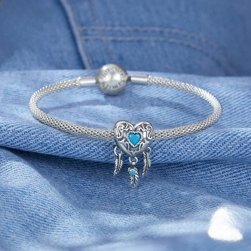 Retro Western Cowboy Lederstiefel Hut DIY Anhänger Türkis Drcher S925 Silber Armband Zubehör Faion Schmuck