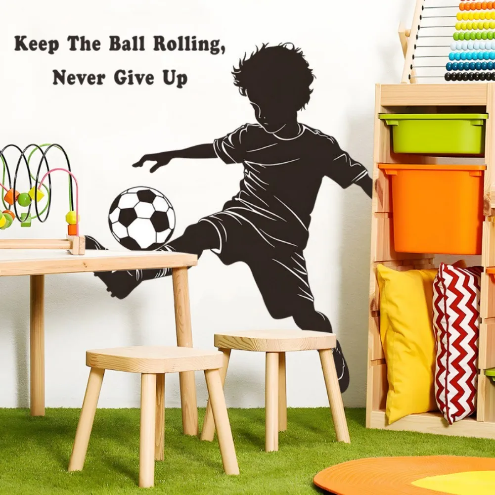 Football Wall Art Vinyl Sticker for Boys - Soccer Design Decal for For childrens Room Walls and Smooth Surfaces