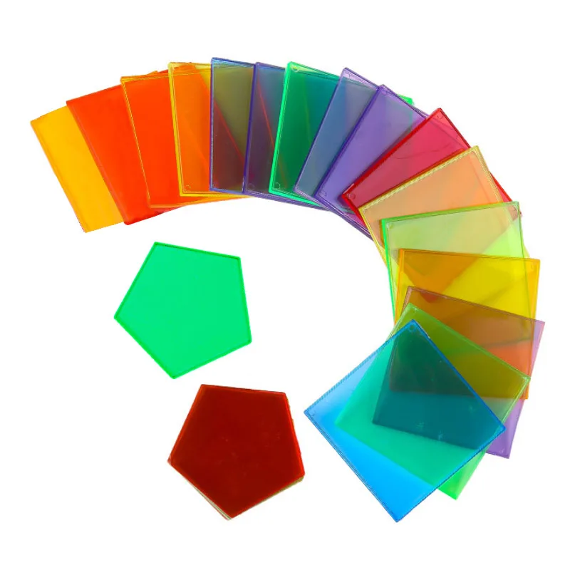 Montessori Translucent Geometric Puzzle Kids Toys Rainbow Blocks DIY Thinking Game Sensory Education Learning Light Table Toys view 3