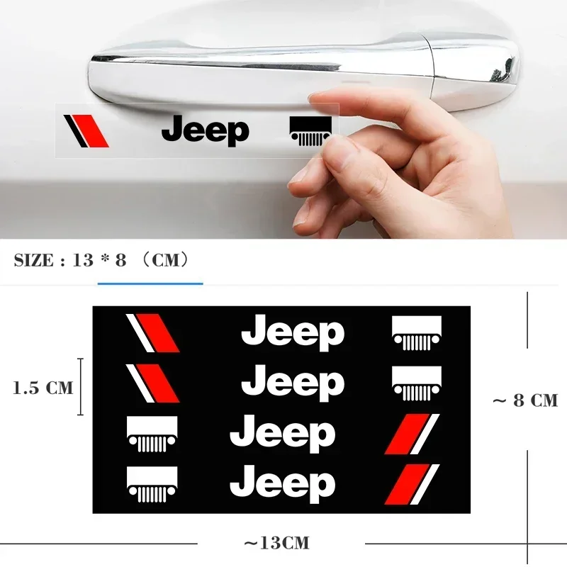 

4pcs/set Car Door Handle sticker Vinyl Decal For Jeep Grand Cherokee Wrangler JK Gladiator Compass Renegade Patriot Liberty