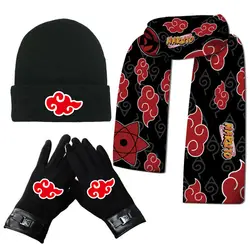 New Naruto Akatsuki cartoon scarf hat gloves winter warm suit creative peripheral student men's and women's scarf hat wholesale