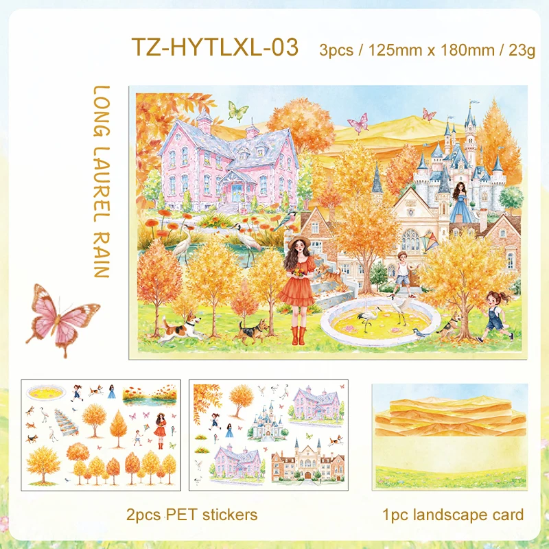 JIANWU Flower Garden Tour Series Vintage karakter kasteel landschap materiaal collage sticker creatief DIY dagboek briefpapier