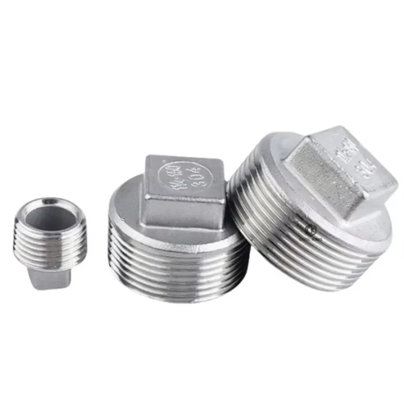 

1/8" 1/4" 3/8" 1/2" 3/4" 1" -1-1/2" BSP NPT Male Countersunk Flange Hex Square End Plug Cap 304 Stainless Steel Pipe Fitting