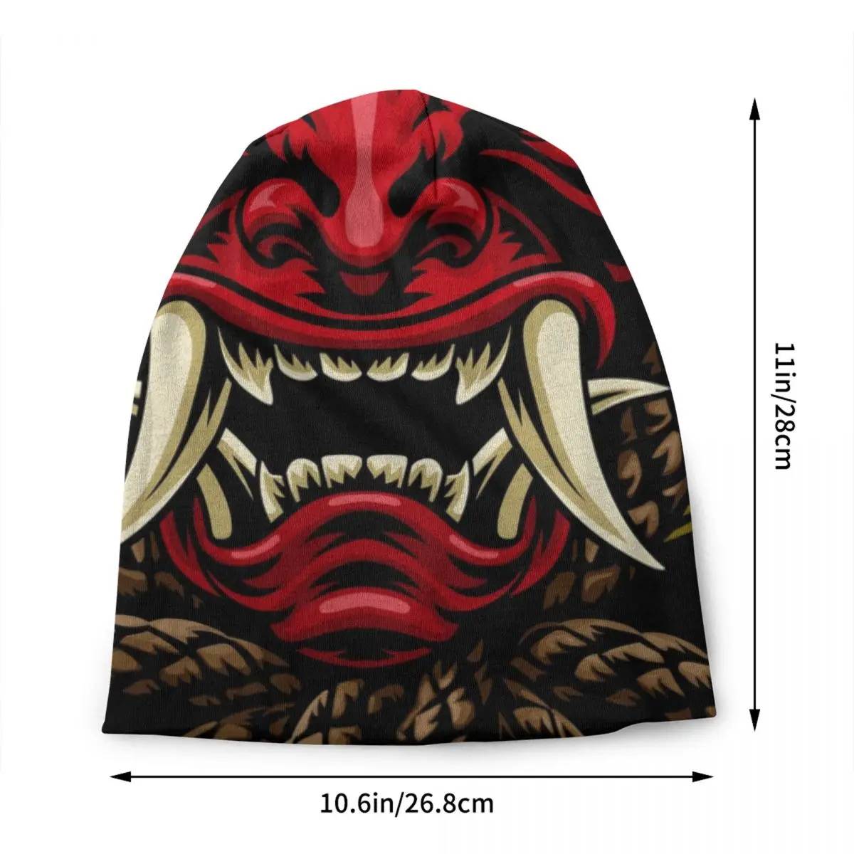Oni Demon Skullies Beanies Caps Men Women Unisex Street Winter Warm Knitted Hat Adult Japanese Samurai Ronin Bonnet Hats