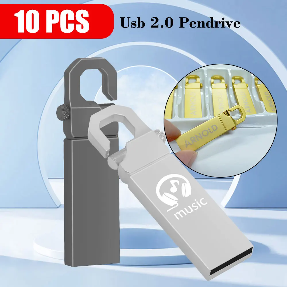 10PCS Free Custom Logo Metal Pen Drive Flash Disk For Publicity Gift USB Stick 512MB 4GB 8GB 32GB 64GB 128GB