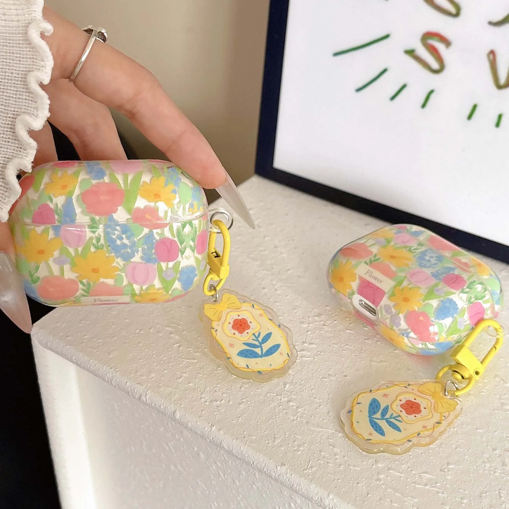 

Ins цветочный чехол для apple airpods 4 3 pro 2nd 2 1, красочный чехол для наушников, беспроводная зарядная коробка Bluetooth imd capa