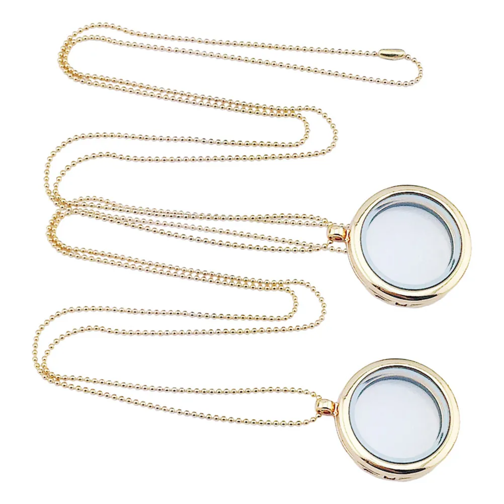 

2 шт. Кулон-медальон для фото, круглый, из сплава, со стеклом, миниатюрная рамка для фото, ожерелье, ювелирное украшение, подарок, кулон-медальон для сохранения воспоминаний