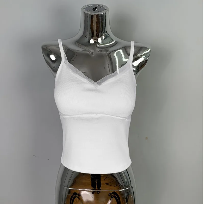 Korean Slim Sexy Hot Girl Padded Elegant Versatile Short Camisole Women's Fashion Sexy Women Tank Tops 2025 New Fashion F27R