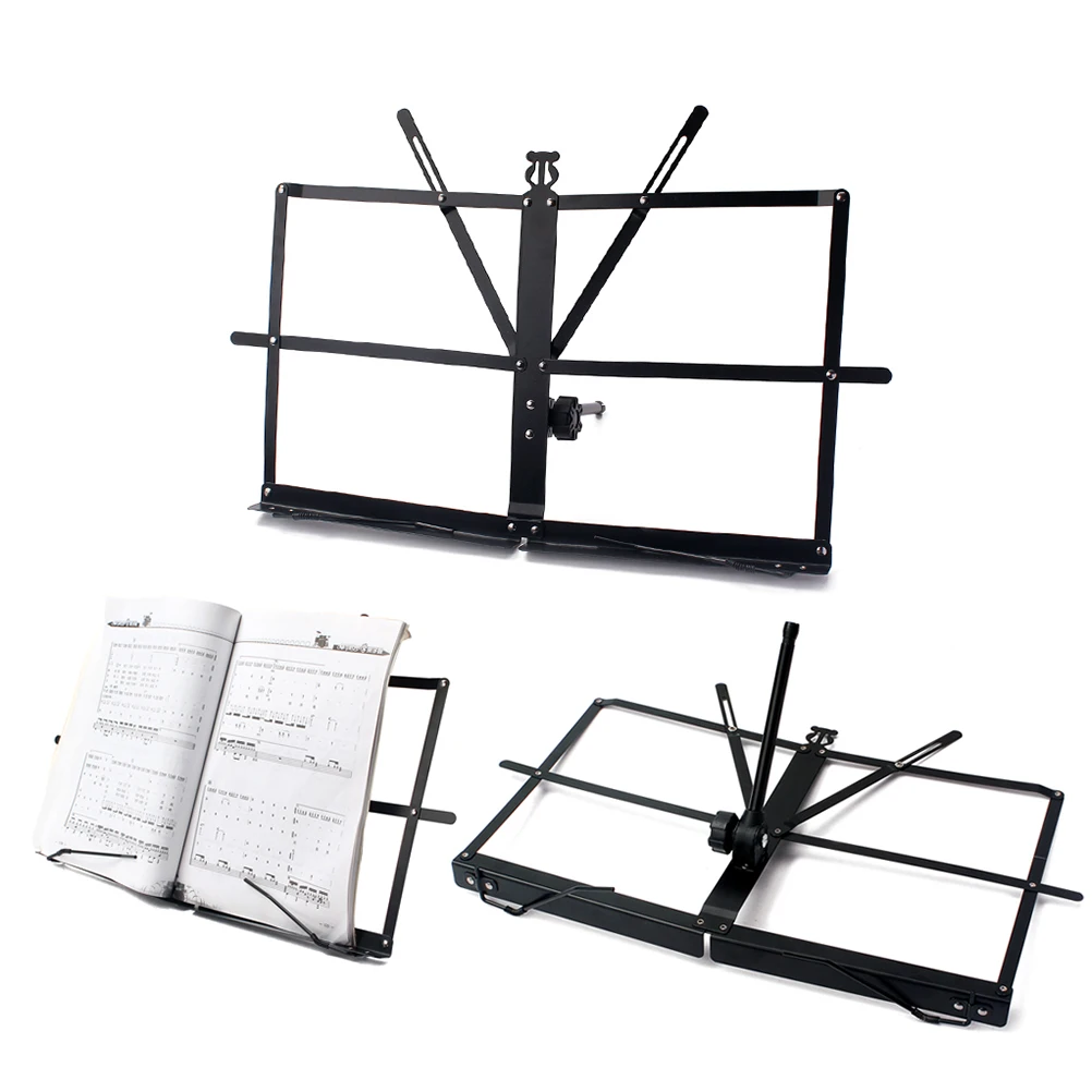 

Foldable Music Stand Holder Durable Lightweight Multi-angle Adjustable Rubber Footpad Sheet Organizer Practice Book Stand Metal