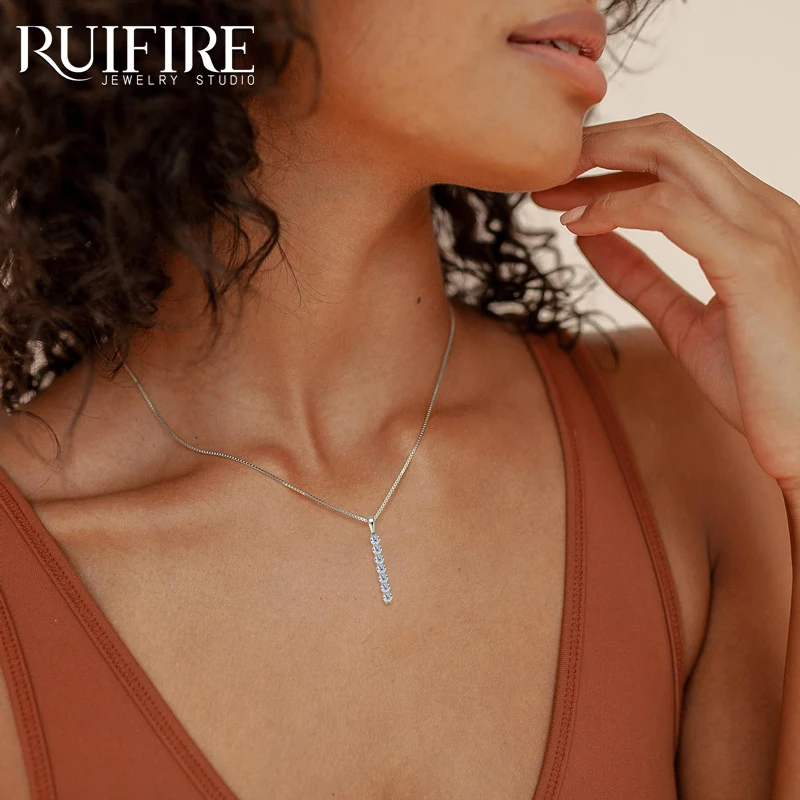 

RUIFIRE D VVS1 Excellent Cut Moissanite Necklace for Women Wedding Anniversary Gift GRA S925 Sterling Silver Pendant Jewelry