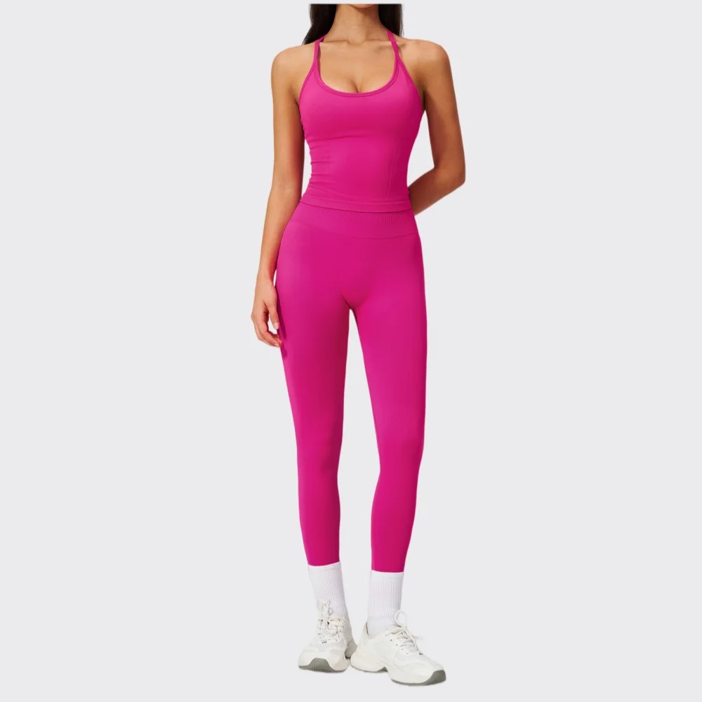 Seamless Hip Lifting Workout Clothes Women Tracksuit 2PCS Fitness Suit Sport Bra High Waist Leggings Yoga Set Push Up Sportswear