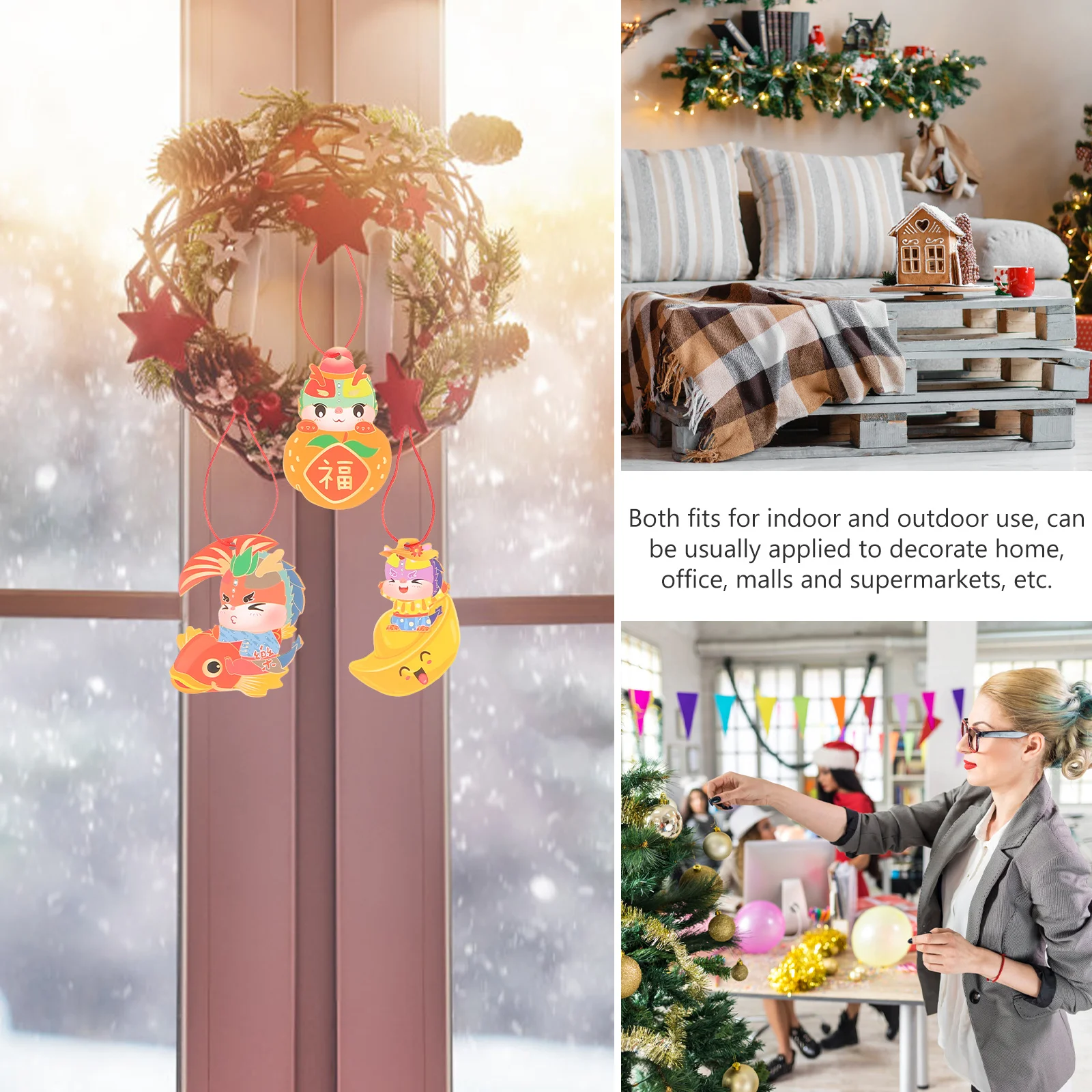 6 قطعة زينة السنة القمرية الجديدة 2024 زخرفة التنين الكلاسيكية احتفالية تخطيط المنزلية جدار نافذة الحلي 2024 زينة #3