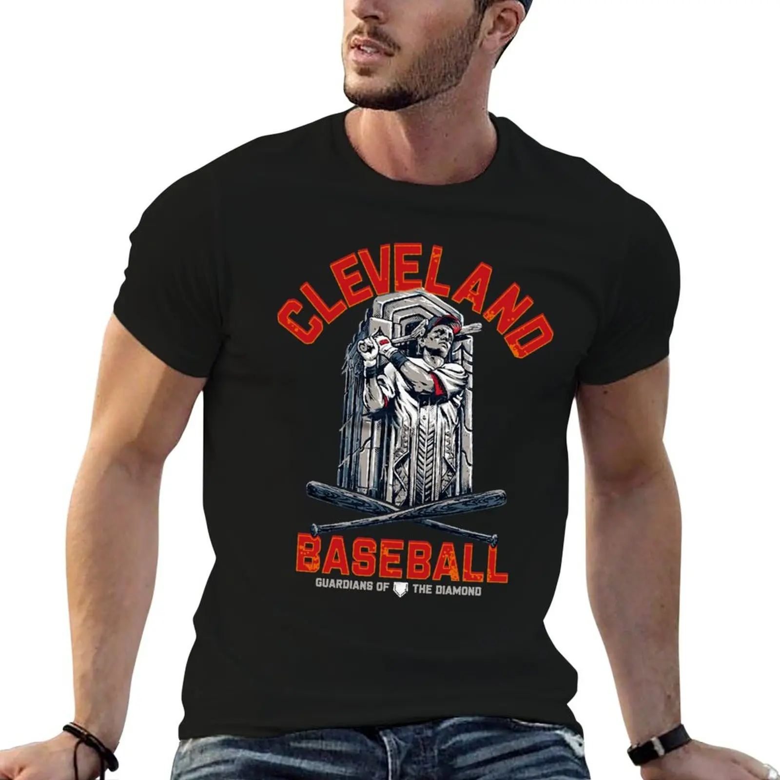 Cleveland Guardians - Camiseta con estampado artístico de Cleveland Sports, camiseta de algodón de diseño para hombre, camisetas de algodón para hombre