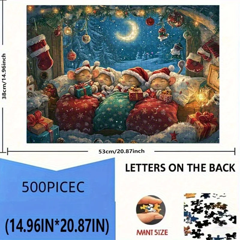 مجموعة مكونة من 500-1000 من إبداعي الألغاز للبالغين تركز على ديكور المنزل، تتميز بمشهد عيد الميلاد الغريب مع ثلاثة عناصر #4