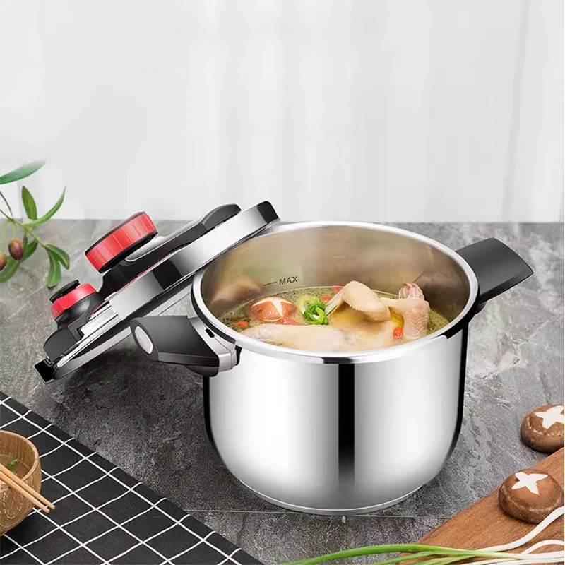 طنجرة ضغط 6L/8L 304 طنجرة ضغط طنجرة تحريض الغاز المنزلية عالمية سميكة مقاومة للانفجار