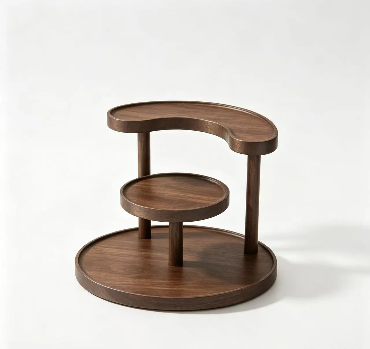 Made of solid wood, multi-layer irregular curved tray design.Sturdy structure, no shaking.Easy to move and place