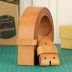 Super Thick Vegetabel Tanned 100% Genuine Leather Belt Without Pin Buckle for Mens Belts DIY cowboys Match Jeans 3.8cm Width