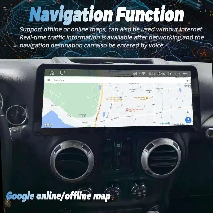 12.3 بوصة راديو السيارة اللاسلكي carplay أندرويد 14 لسيارة جيب رانجلر 3 JK 2010-2018 مشغل فيديو الوسائط المتعددة التلقائي WIFI DSP وحدة الرأس