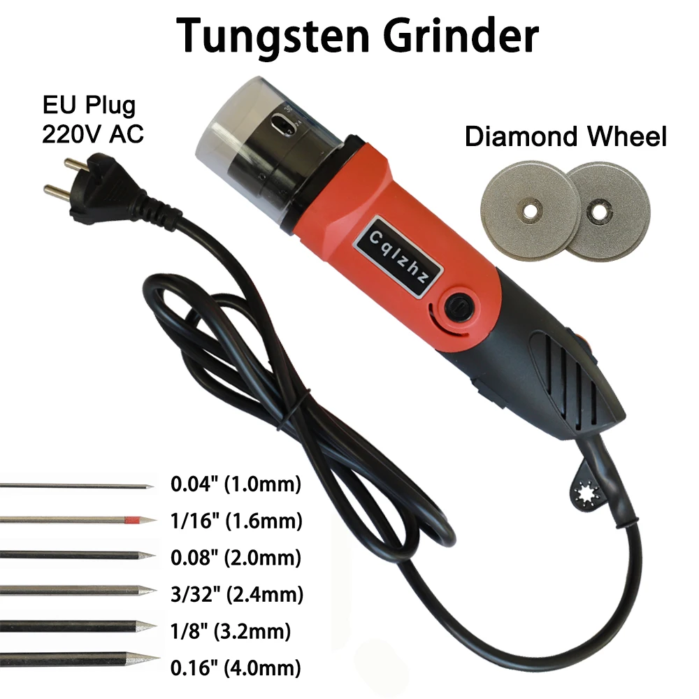 Penggiling elektroda Tungsten genggam GhionChion mesin pengasah jarum Tungsten portabel 1-4mm penggiling batang Tungsten 22.5 ° dan 30 °