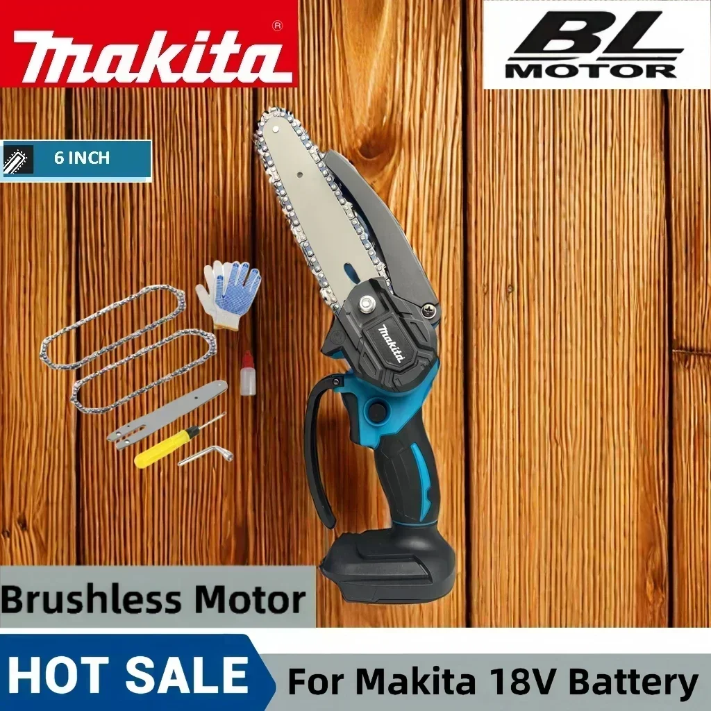 

Электрическая бесщеточная цепная пила Makita 18 в, 6-дюймовая перезаряжаемая деревообрабатывающая ручная пила для обрезки и лесозаготовки, электроинструмент