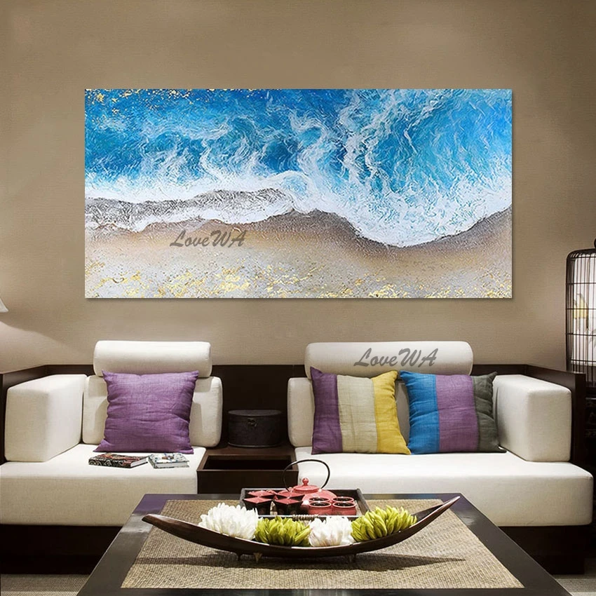 Large Size Thick Sea Wave Canvas Art Modern Abstract Hand Painted Oil Paintings High Quality Wall Pictures Decoration Frameless