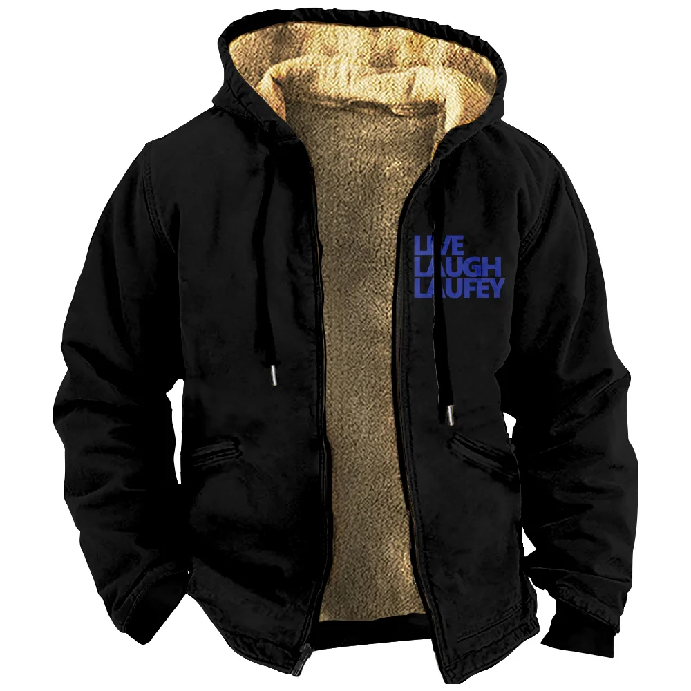 

Laufey Live Laugh Zipper Hoodie Men's Long Sleeve Thickened Winter Jacket 3D Prints Streetwear Coat