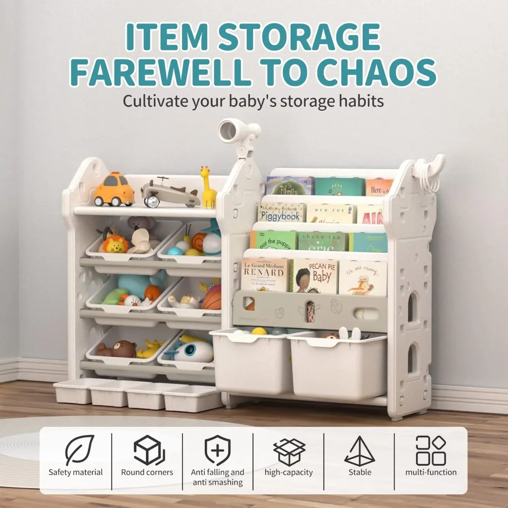 UNICOO - Kids Bookshelf e Toy Storage Organizer com Bins, Toddler Livros e Brinquedos Organizador, Crianças Bookshelf