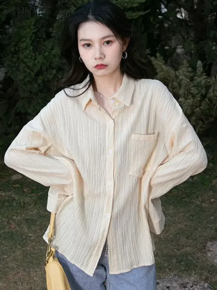 

Long Sleeve Shirts Women Vintage Spring All-match Streetwear Simple Casual Elegant Office Ladies Formal Popular Daily Unisex New