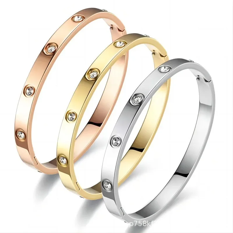 2024 New Fashion Women\'s Stainless Steel Luxury Quality Jewelry Crystal Bracelet Does Not Fade