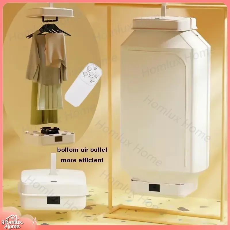 Portable Clothes Dryer Foldable Warm Air Dryer with Bottom Hot Air Outlet Remote Control for Home Travel