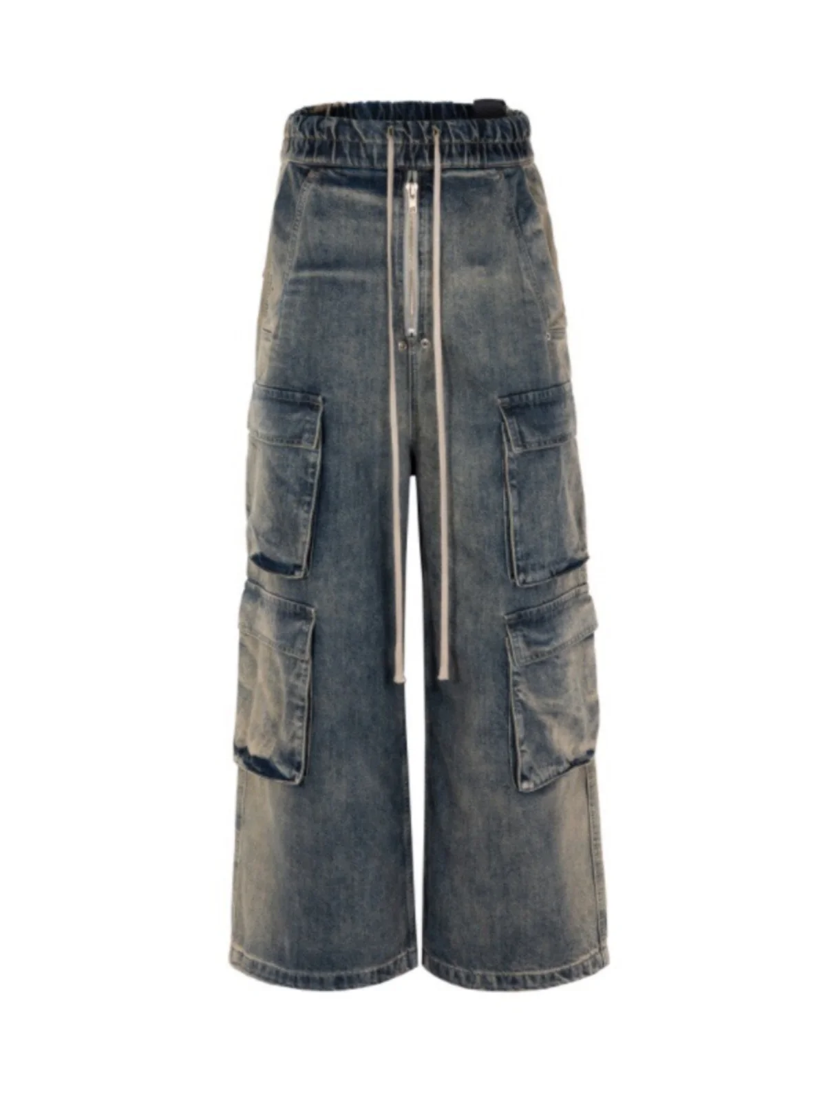 

RO Style Wide Leg Blue Washed Denim Jeans Gradual Men Women Workwear Trousers Loose Straight Cut Jeans Casual Fashion