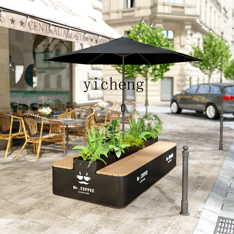 

XL 1outdoor stainless steel flower box seat combination flower bed with seat wrought iron outdoor partition flower slot